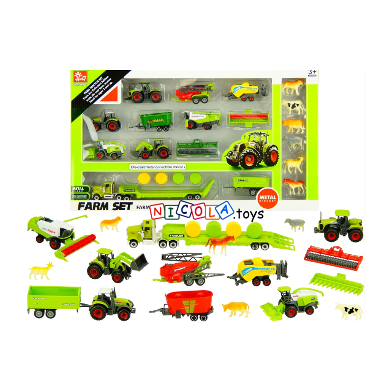 * 0279 ZESTAW MASZYN ROLNICZYCH METAL FARMA 23 ele