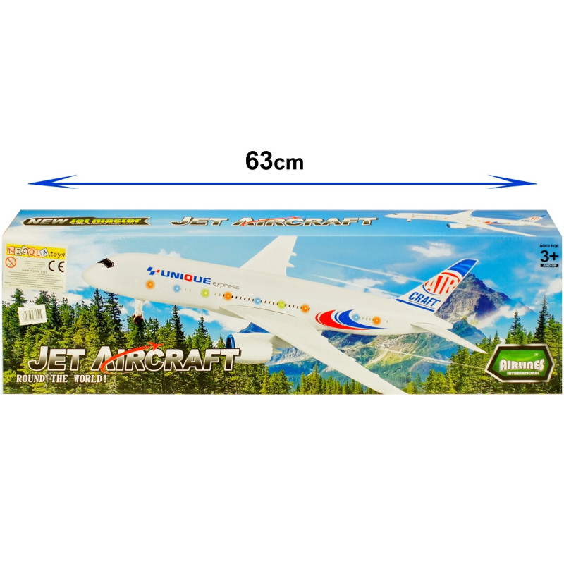 * 0514 DUŻY SAMOLOT PASAŻERSKI ŚWIATŁO DŹWIĘK 64cm 