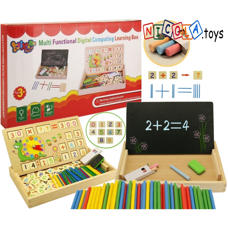 * 3300 TABLICA 2w1 DREWNIANA EDUKACYJNA TABLICA LICZYDŁO