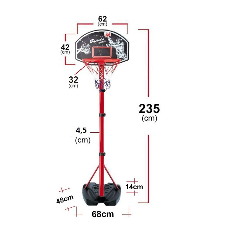 * 4055 SOLIDNY 235cm METALOWY KOSZ KOSZYKÓWKA NBA