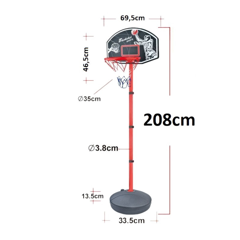 * 4062 KOSZYKÓWKA 208cm SOLIDNY METALOWY KOSZ KOSZYKÓWKA NBA 