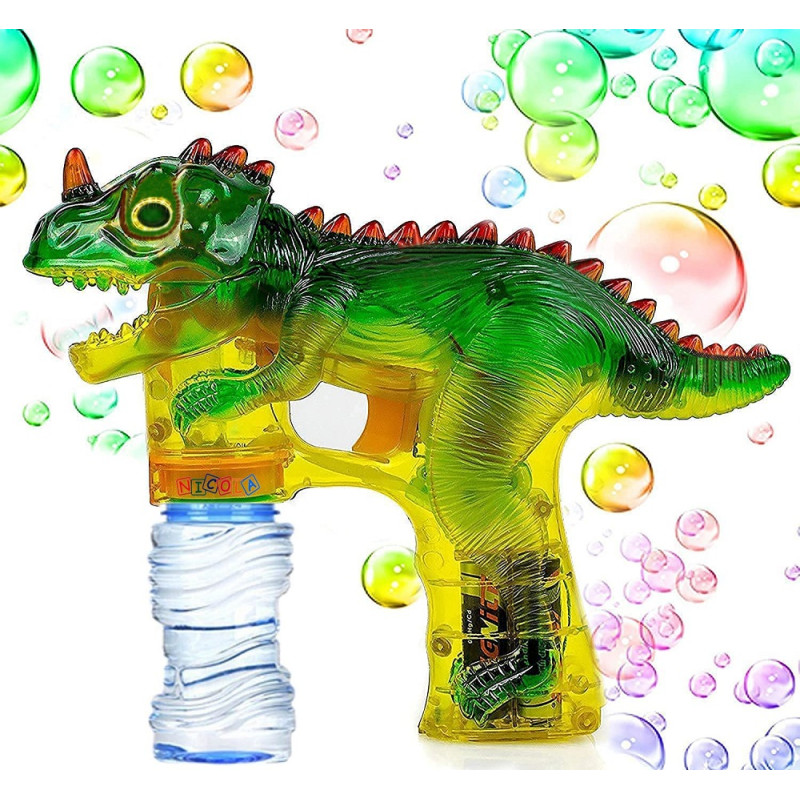 * 4741 DINOZAUR AUTOMATYCZNY PISTOLET NA BAŃKI MYDLANE NA BATERIE + 2 PŁYNY