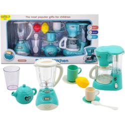 * 5052 SERWIS DO KAWY BLENDER FILIŻANKI TALERZYKI DZBANEK ŁYŻECZKA KUBEK TRUSKAWKA CYTRYNA