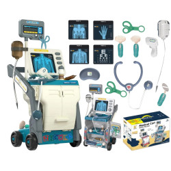 * 5878 DUŻY ZESTAW MAŁEGO LEKARZA DOKTOR WÓZEK RENTGEN KROPLÓWKA EKG RTG