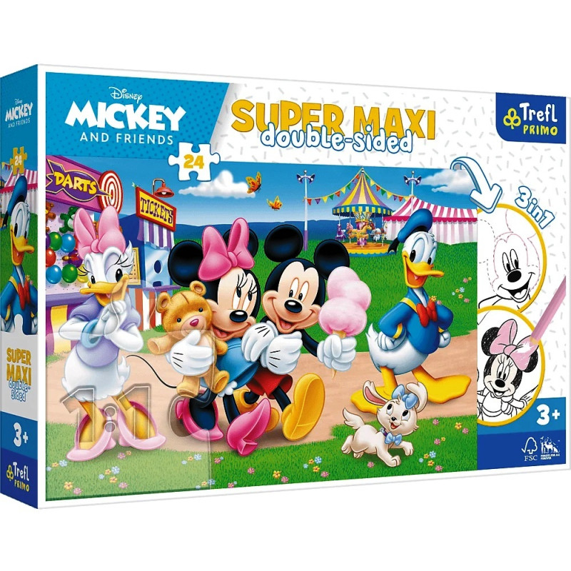 0051 DWUSTRONNE PUZZLE MYSZKA MIKI I PRZYJACIELE