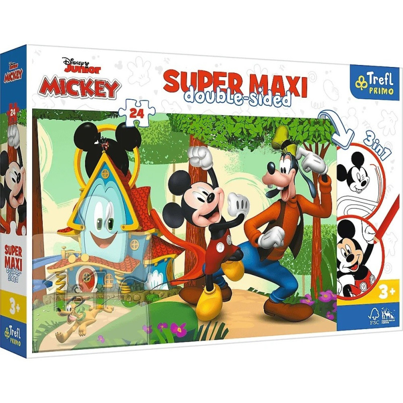 0129 PUZZLE DWUSTRONNE 24 EL WESOŁY DOMEK MICKEY