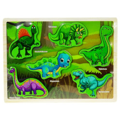0276 DREWNIANA UKŁADANAKA PUZZLE DINOZAURY