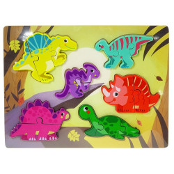 0290 DREWNIANA UKŁADANAKA PUZZLE DINOZAURY
