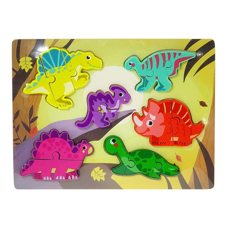 0290 DREWNIANA UKŁADANAKA PUZZLE DINOZAURY