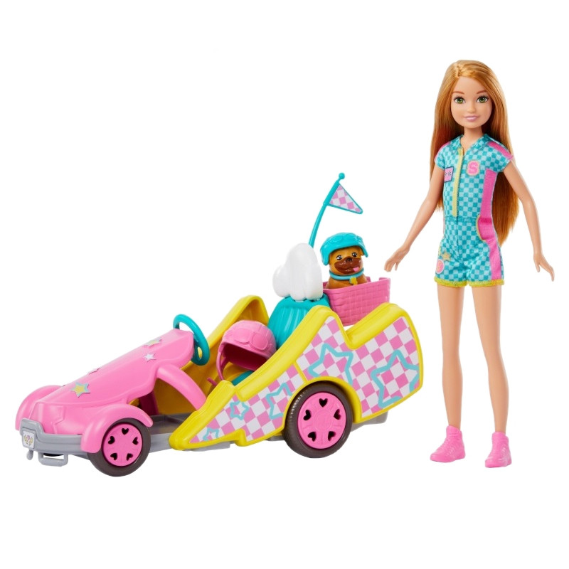 0325 POJAZD FILMOWY BARBIE GOKART + LALKA STACIE I AKCESORIA 