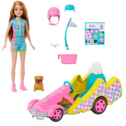 0325 POJAZD FILMOWY BARBIE GOKART + LALKA STACIE I AKCESORIA 