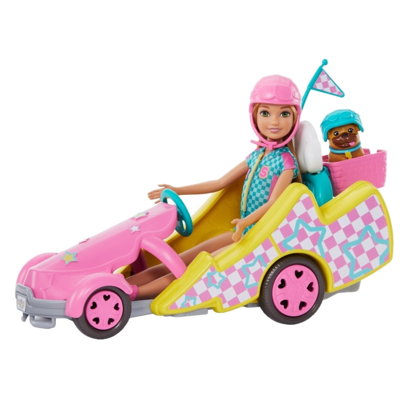 0325 POJAZD FILMOWY BARBIE GOKART + LALKA STACIE I AKCESORIA 