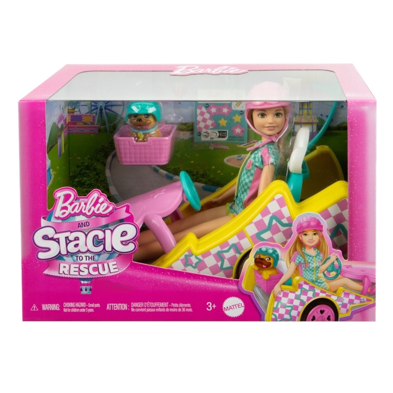 0325 POJAZD FILMOWY BARBIE GOKART + LALKA STACIE I AKCESORIA 
