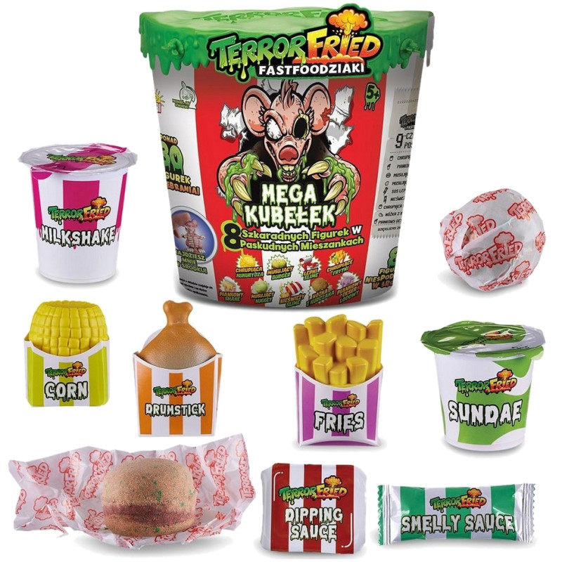 0405 TERROR FRIED FASTFOODZIAKI MEGA KUBEŁEK FIGURKI + AKCESORIA