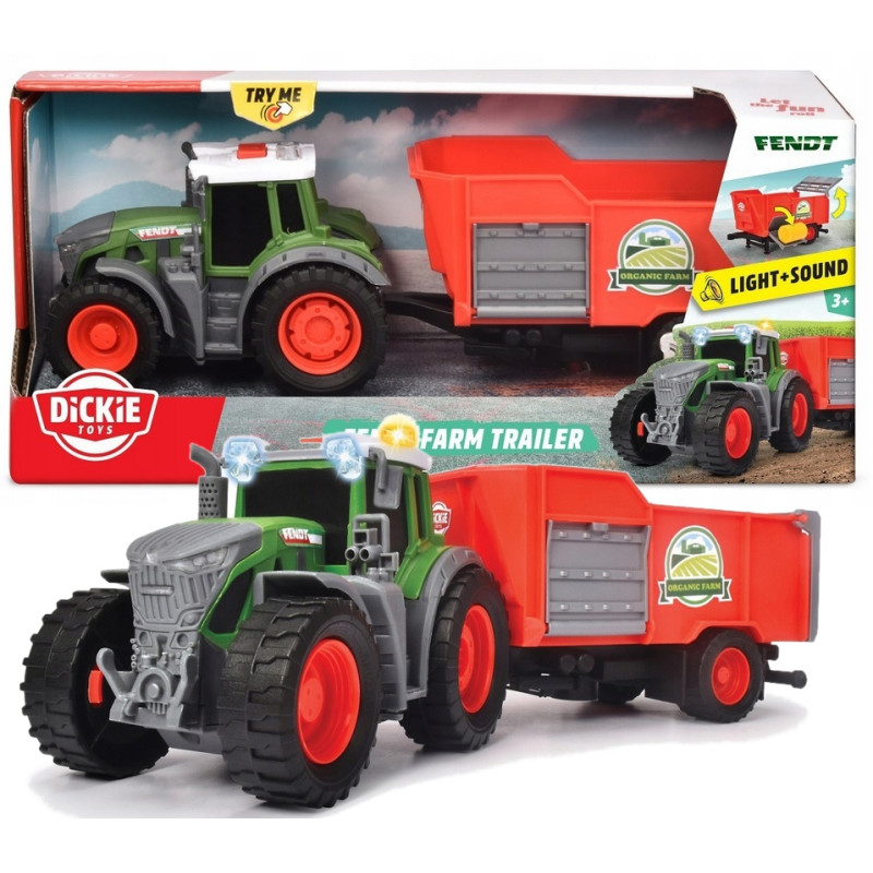 0654 DICKIE TRAKTOR FENDT Z PRZYCZEPĄ ŚWIATŁO