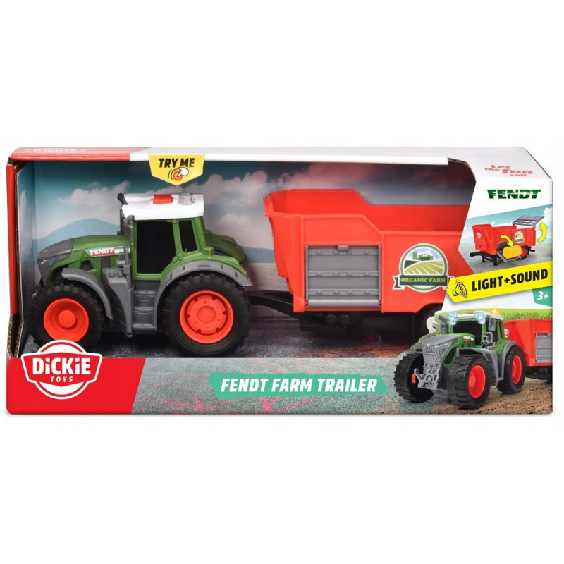 0654 DICKIE TRAKTOR FENDT Z PRZYCZEPĄ ŚWIATŁO