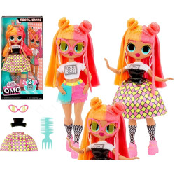 1580 LOL SURPRISE O.M.G LALKA NEONLICIOUSE 2 STYLE + OKULARY + GRZEBIEŃ