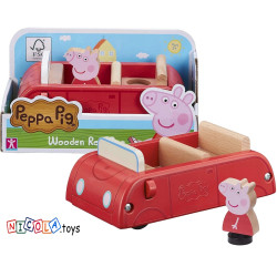 2087 ŚWINKA PEPPA DREWNIANE AUTO + FIGURKA