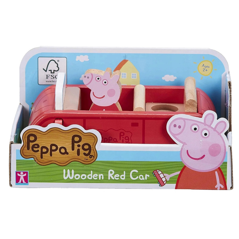 2087 ŚWINKA PEPPA DREWNIANE AUTO + FIGURKA