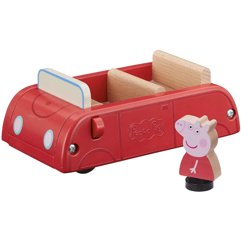 2087 ŚWINKA PEPPA DREWNIANE AUTO + FIGURKA