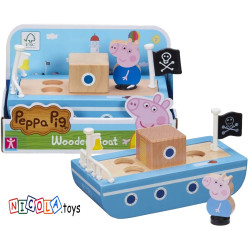2094 ŚWINKA PEPPA DREWNIANA ŁÓDKA + FIGURKA