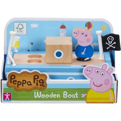 2094 ŚWINKA PEPPA DREWNIANA ŁÓDKA + FIGURKA