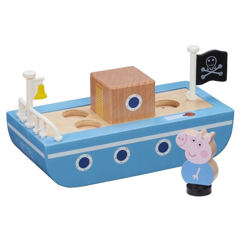 2094 ŚWINKA PEPPA DREWNIANA ŁÓDKA + FIGURKA