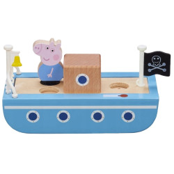 2094 ŚWINKA PEPPA DREWNIANA ŁÓDKA + FIGURKA