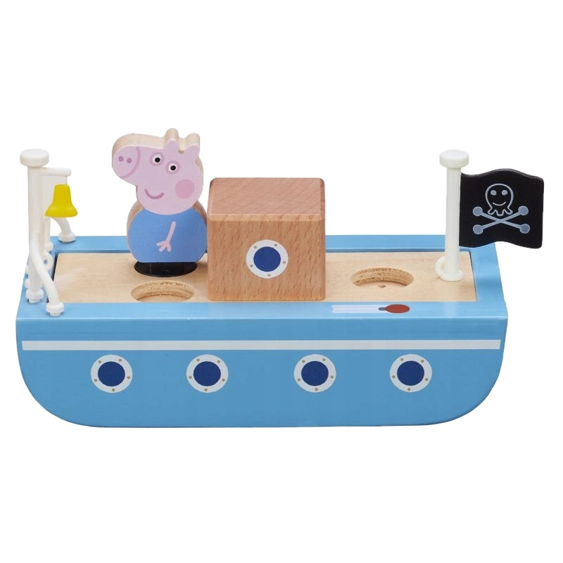 2094 ŚWINKA PEPPA DREWNIANA ŁÓDKA + FIGURKA
