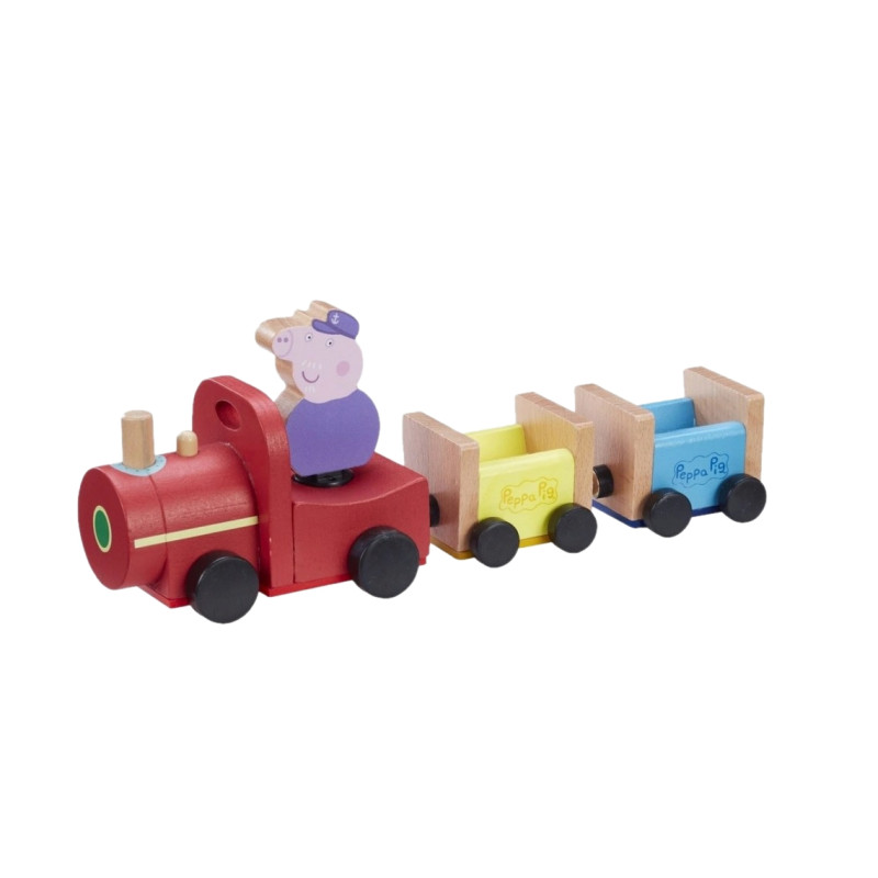 2100 ŚWINKA PEPPA DREWNIANY POCIĄG + FIGURKA