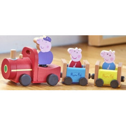 2100 ŚWINKA PEPPA DREWNIANY POCIĄG + FIGURKA