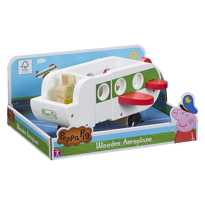 2117 ŚWINKA PEPPA DREWNIANY SAMOLOT + FIGURKA