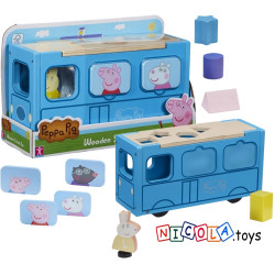 2223 ŚWINKA PEPPA DREWNIANY AUTOBUS SORTER 