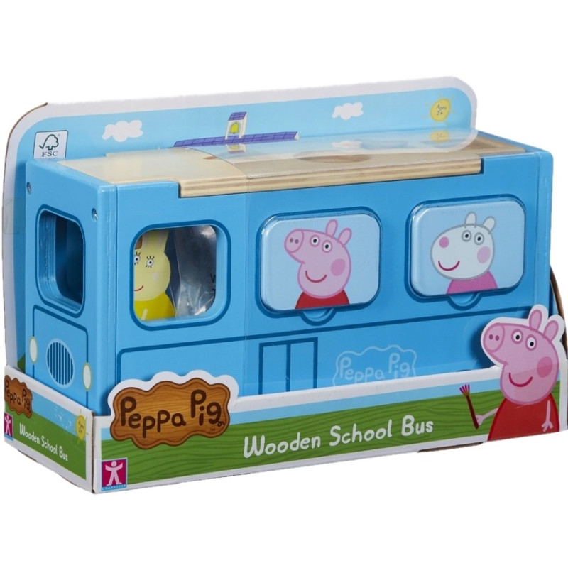 2223 ŚWINKA PEPPA DREWNIANY AUTOBUS SORTER 