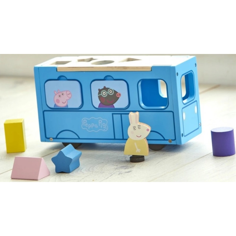 2223 ŚWINKA PEPPA DREWNIANY AUTOBUS SORTER 