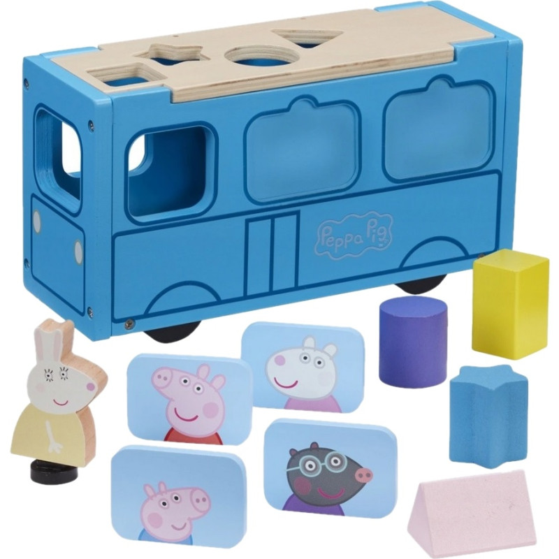 2223 ŚWINKA PEPPA DREWNIANY AUTOBUS SORTER 