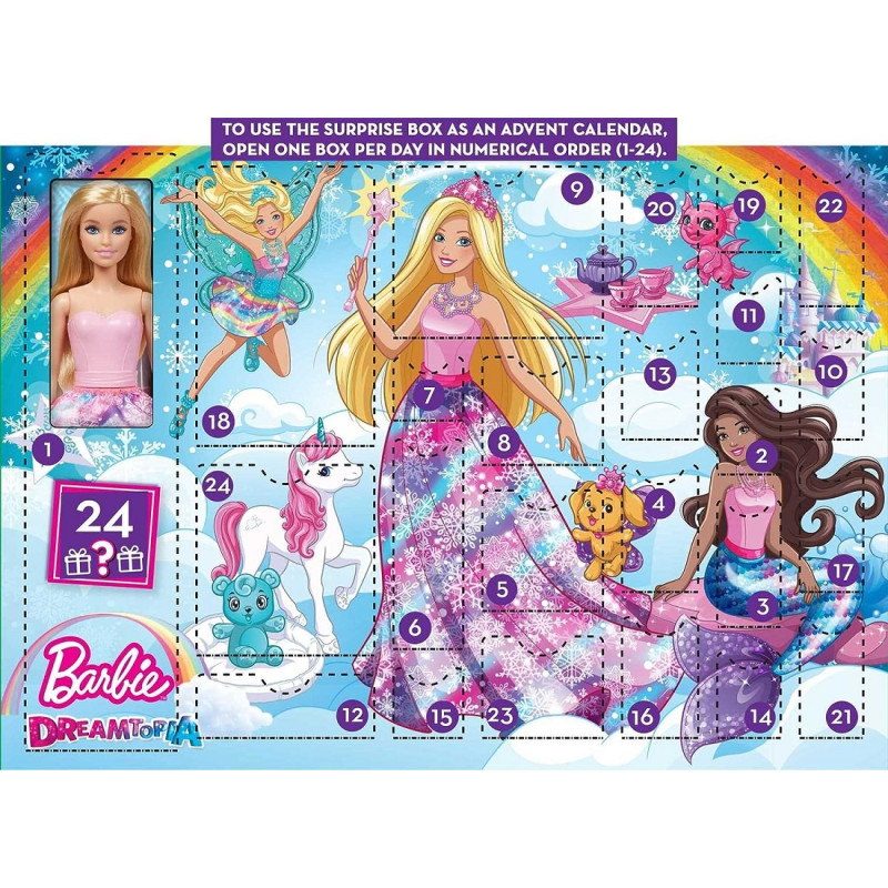 2684 BARBIE KALENDARZ ADWENTOWY + LALKA AKCESORIA 