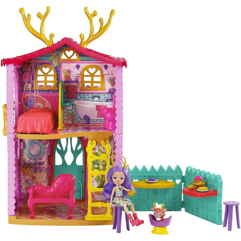2757 ENCHANTIMALS MAŁY DOMEK JELONKÓW + LALKA