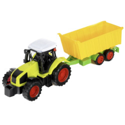 3270 TRAKTOR Z NAPĘDEM + ZÓŁTA PRZYCZEPA RUCHOME ELEMENTY