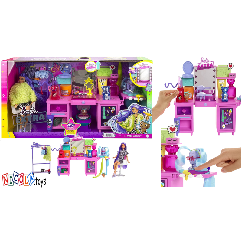 3297 BARBIE EXTRA TOALETKA ZE  ŚWIATŁEM + LALKA 