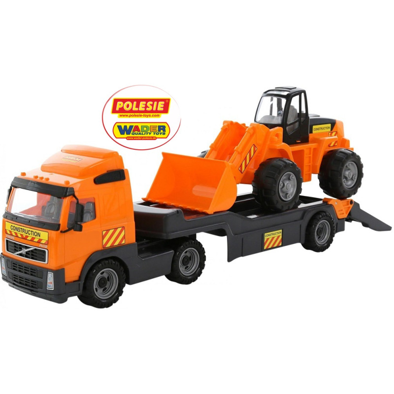 36803 WIELKI TIR + NACZEPA LAWETA + ŁADOWARKA WADER - POLESIE
