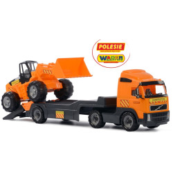 36803 WIELKI TIR + NACZEPA LAWETA + ŁADOWARKA WADER - POLESIE