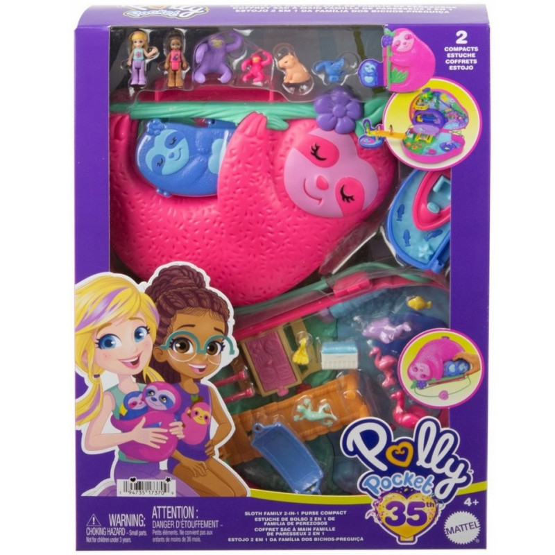3709 POLLY POCKET KOMPAKTOWA TOREBKA RODZINA LENIWCÓW