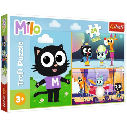 3713 TREFL PUZZLE MAXI 24 ELEMENTY MILO PRZYGODY MAŁEGO KOTKA MILO 