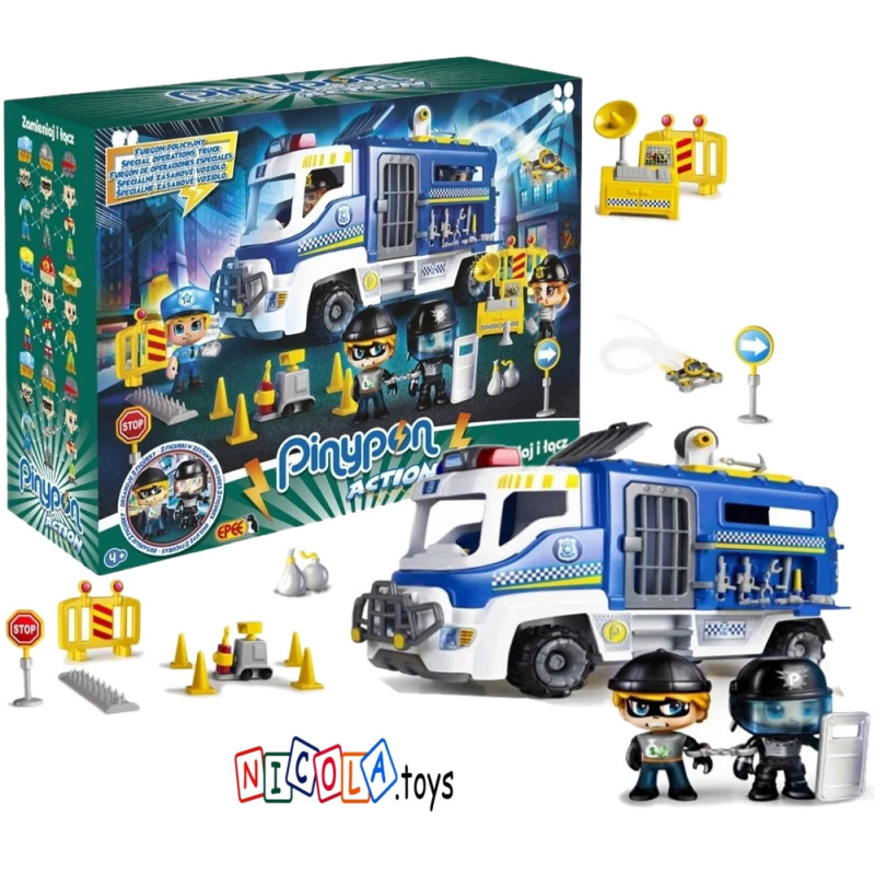 4011 ZESTAW PINYPON FURGON POLICYJNY + AKCESORIA