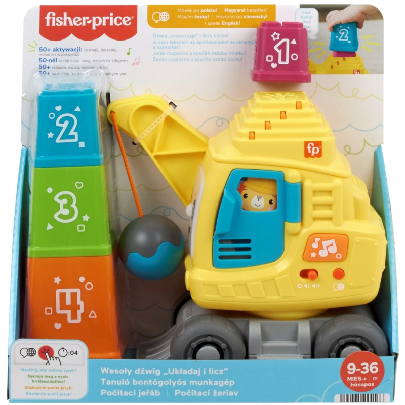 4166 FISHER-PRICE EDUKACYJNY WESOŁY DŹWIG UKŁADAJ I LICZ 
