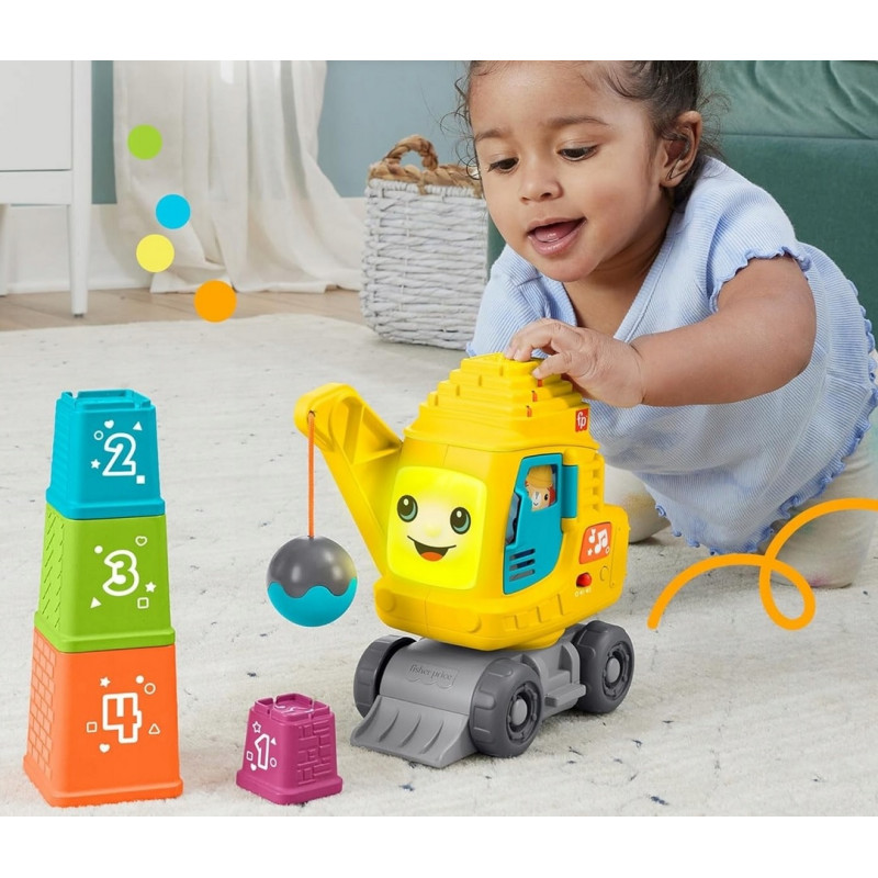 4166 FISHER-PRICE EDUKACYJNY WESOŁY DŹWIG UKŁADAJ I LICZ 
