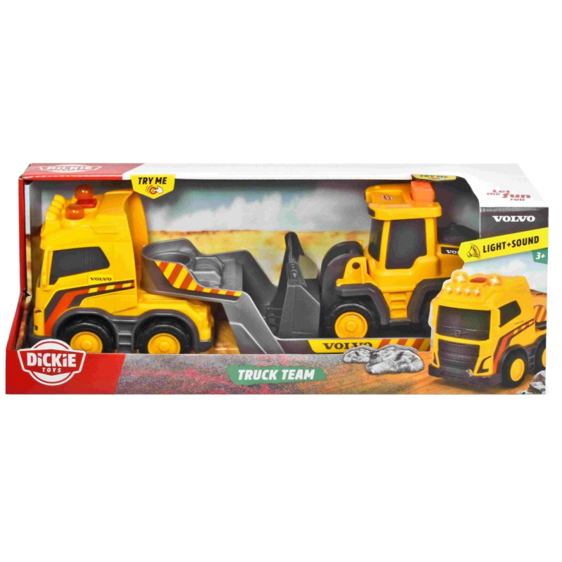 4783 DICKIE VOLVO CIĘŻARÓWKA TIR LAWETA + KOPARKA