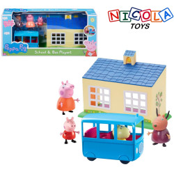5935 ŚWINKA PEPPA ZESTAW SZKOŁA I AUTOBUS + 3 FIGURKI