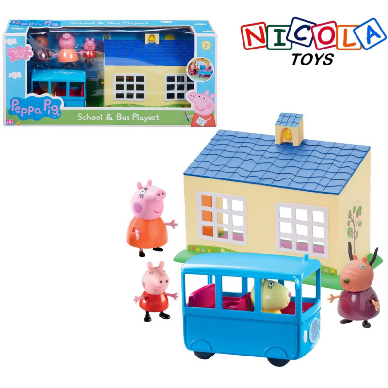 5935 ŚWINKA PEPPA ZESTAW SZKOŁA I AUTOBUS + 3 FIGURKI